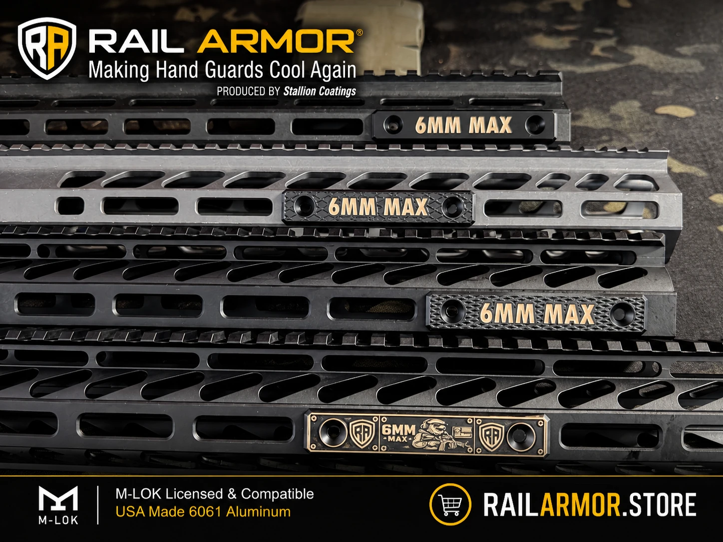 Rail Armor 6MM MAX caliber ID plate M-LOK rail cover, black